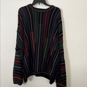 Tundra Black Crewneck Sweater with Multicolor Vertical Stripes